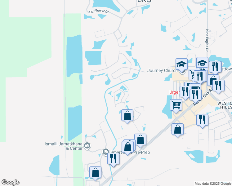 map of restaurants, bars, coffee shops, grocery stores, and more near 12513 Streamdale Drive in Tampa