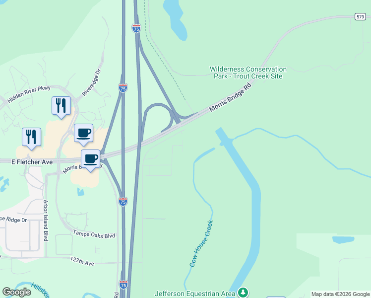 map of restaurants, bars, coffee shops, grocery stores, and more near 12407 Pagoda Place in Temple Terrace