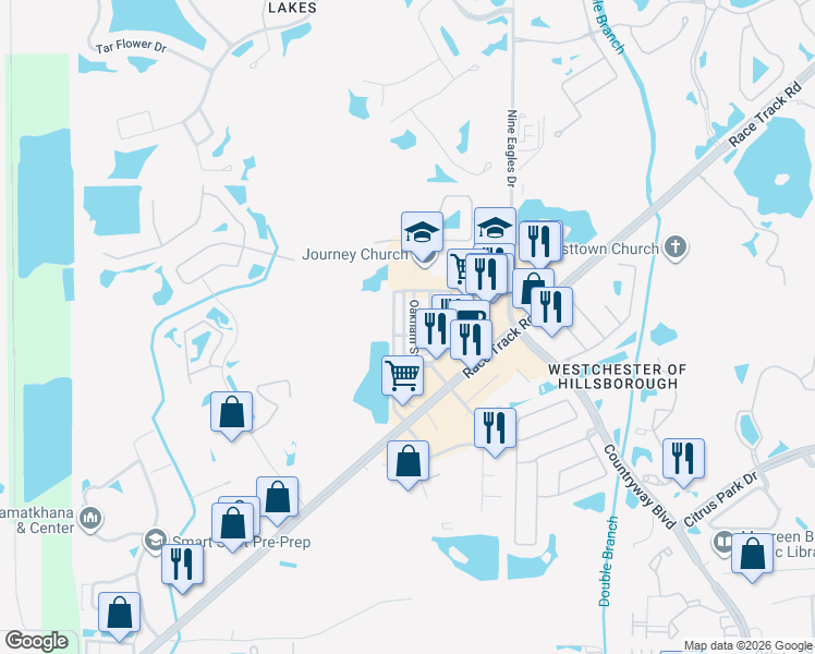 map of restaurants, bars, coffee shops, grocery stores, and more near 12630 Carlby Circle in Tampa