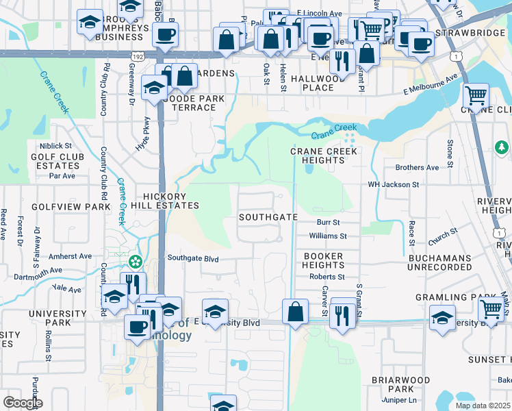 map of restaurants, bars, coffee shops, grocery stores, and more near 300 Darrow Avenue in Melbourne
