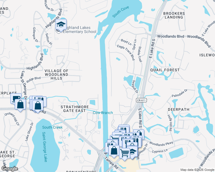 map of restaurants, bars, coffee shops, grocery stores, and more near 1598 Lago Vista Boulevard in Palm Harbor