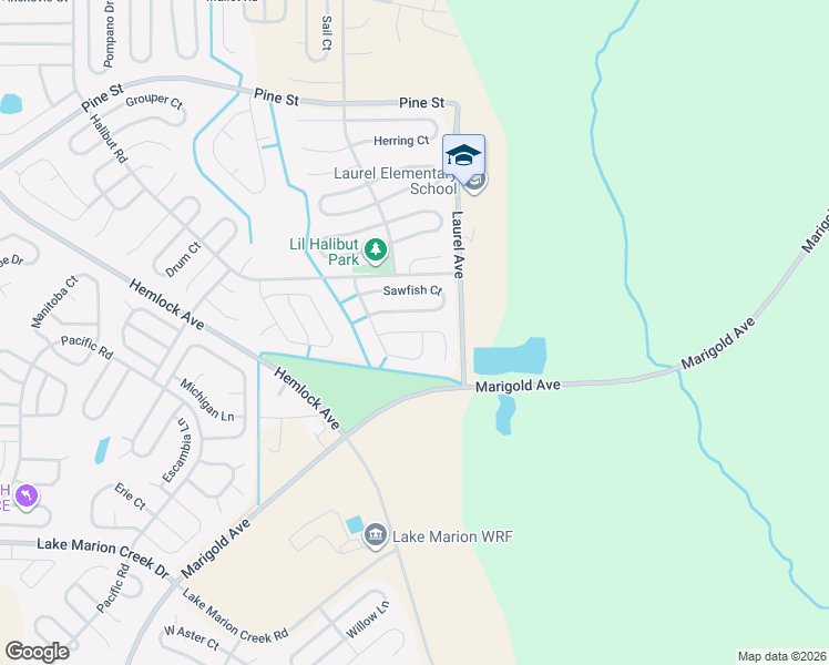 map of restaurants, bars, coffee shops, grocery stores, and more near 7 Sawfish Lane in Poinciana