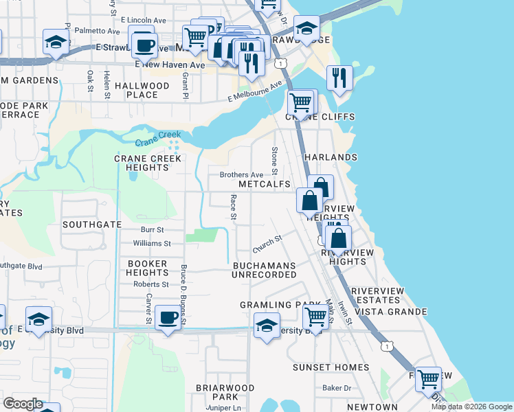map of restaurants, bars, coffee shops, grocery stores, and more near 1009 Line Street in Melbourne