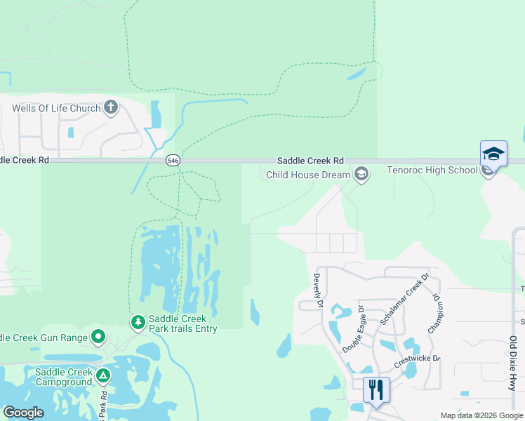 map of restaurants, bars, coffee shops, grocery stores, and more near 2777-4161 Saddle Creek Road in Lakeland