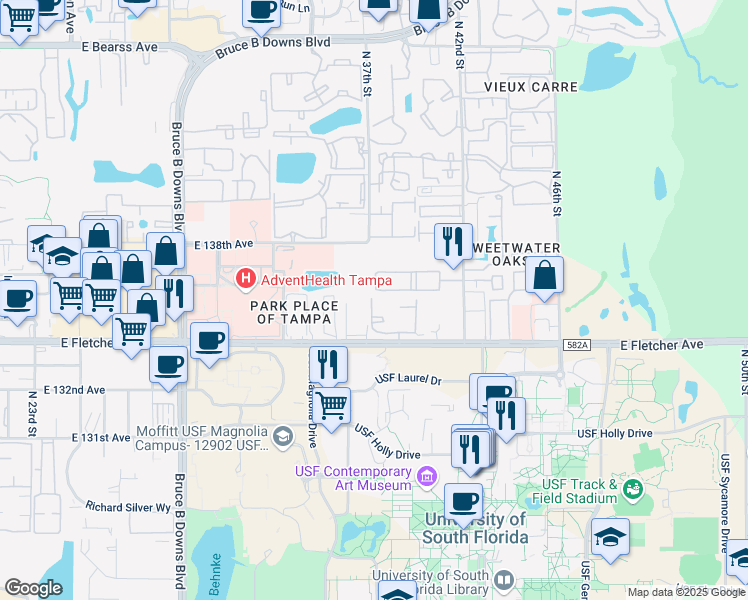 map of restaurants, bars, coffee shops, grocery stores, and more near 3701-3799 Dulcinea Blvd in Tampa
