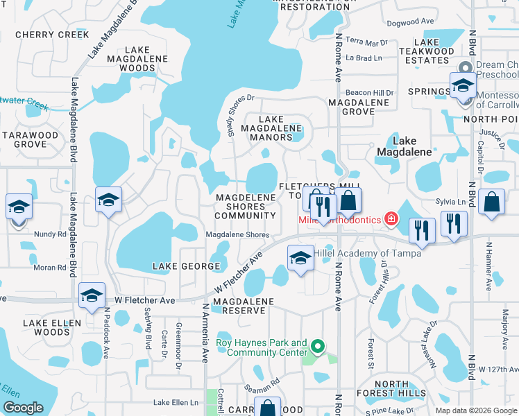 map of restaurants, bars, coffee shops, grocery stores, and more near 2005 Cape Bend Avenue in Tampa