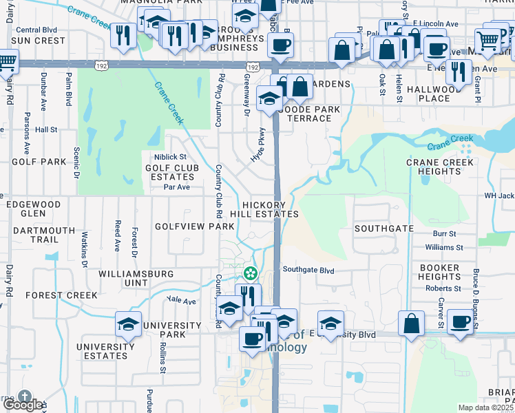 map of restaurants, bars, coffee shops, grocery stores, and more near 20 Rosevere Way in Melbourne