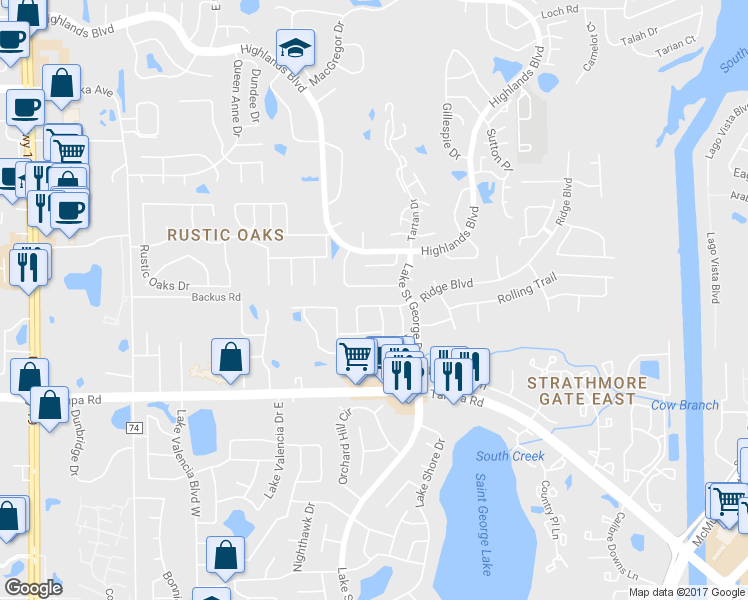 map of restaurants, bars, coffee shops, grocery stores, and more near 3291 Hibiscus Drive in Palm Harbor