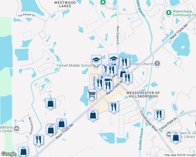 map of restaurants, bars, coffee shops, grocery stores, and more near 14154 Stilton Street in Tampa