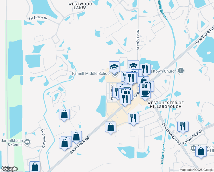 map of restaurants, bars, coffee shops, grocery stores, and more near 14163 Stowbridge Avenue in Tampa