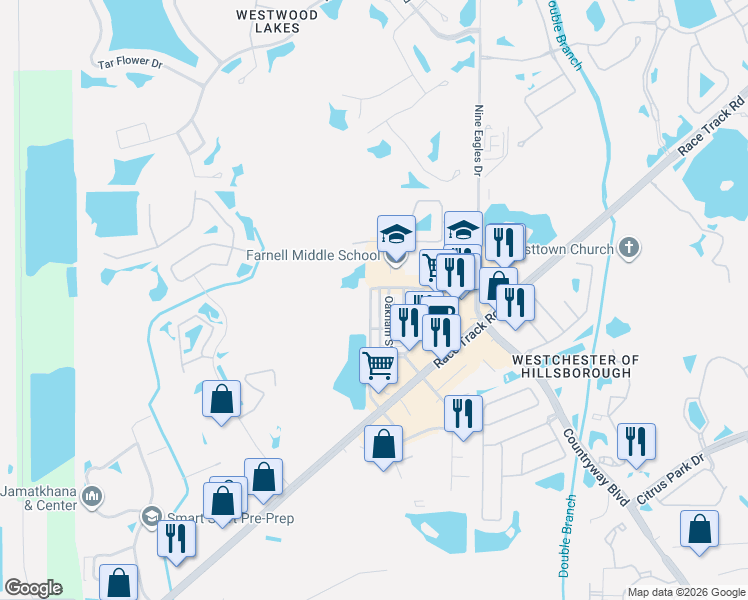 map of restaurants, bars, coffee shops, grocery stores, and more near 14167 Stowbridge Avenue in Tampa