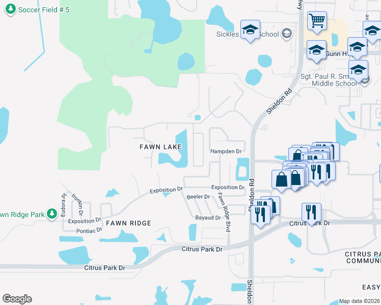 map of restaurants, bars, coffee shops, grocery stores, and more near 13427 White Elk Loop in Tampa