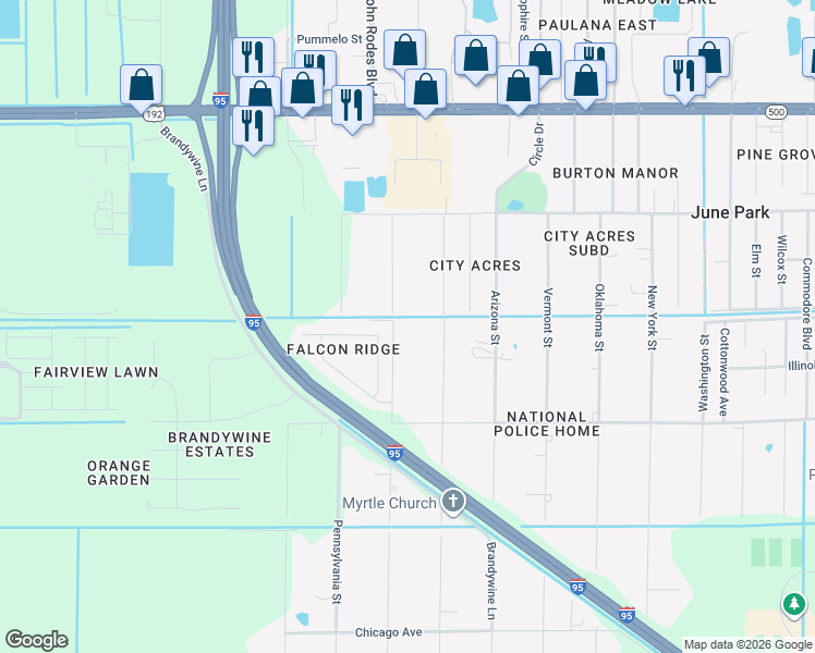 map of restaurants, bars, coffee shops, grocery stores, and more near 2345 Griffith Lane in Melbourne