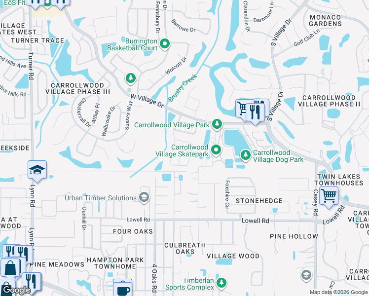 map of restaurants, bars, coffee shops, grocery stores, and more near 13511 Sobrado Drive in Tampa