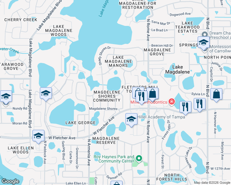map of restaurants, bars, coffee shops, grocery stores, and more near 2005 Cape Bend Avenue in Tampa