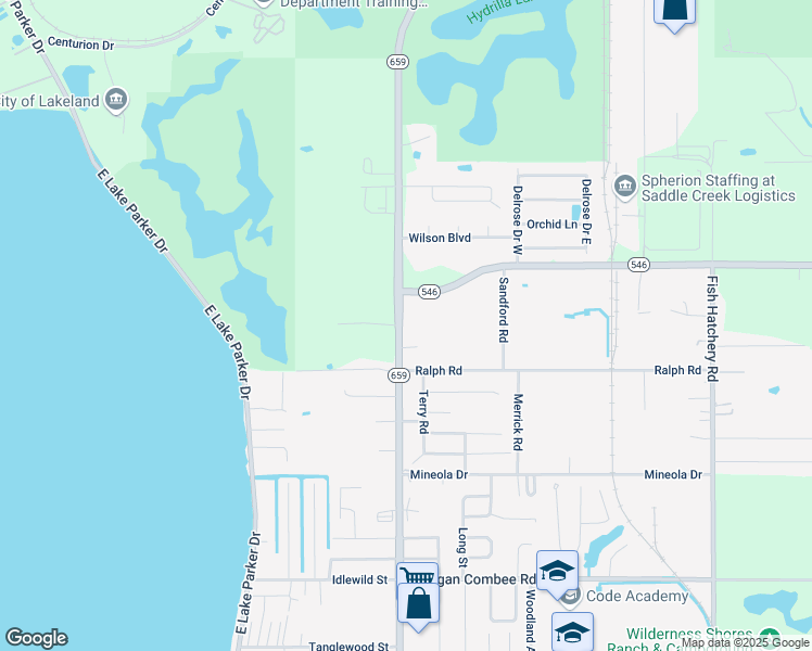map of restaurants, bars, coffee shops, grocery stores, and more near 2003 North Combee Road in Lakeland