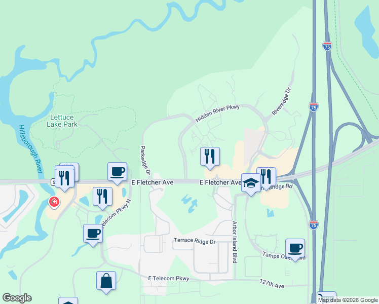 map of restaurants, bars, coffee shops, grocery stores, and more near 8321 Pine River Road in Tampa