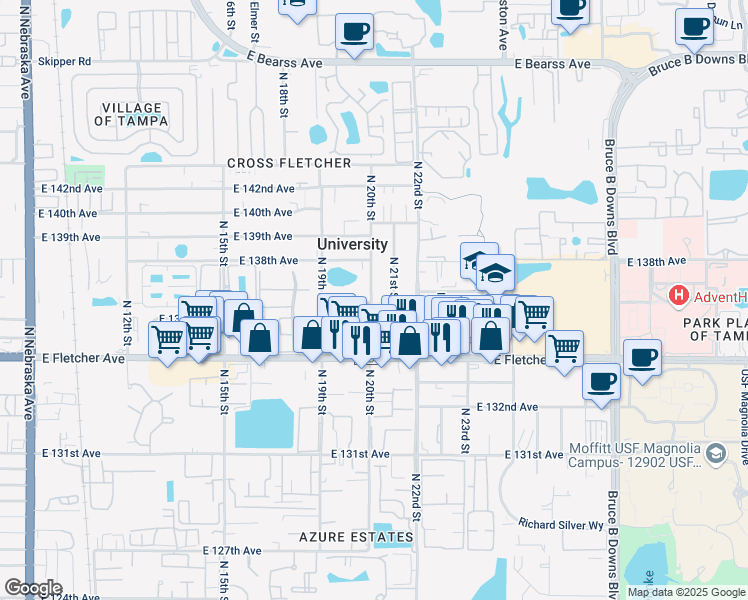 map of restaurants, bars, coffee shops, grocery stores, and more near 2008 Holly Court in Tampa