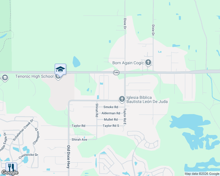 map of restaurants, bars, coffee shops, grocery stores, and more near 2628 Old Dixie Highway in Auburndale