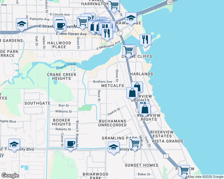 map of restaurants, bars, coffee shops, grocery stores, and more near 1009 Line Street in Melbourne