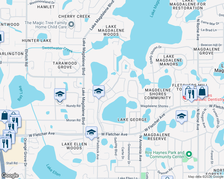 map of restaurants, bars, coffee shops, grocery stores, and more near 2699 Quinton Drive in Tampa