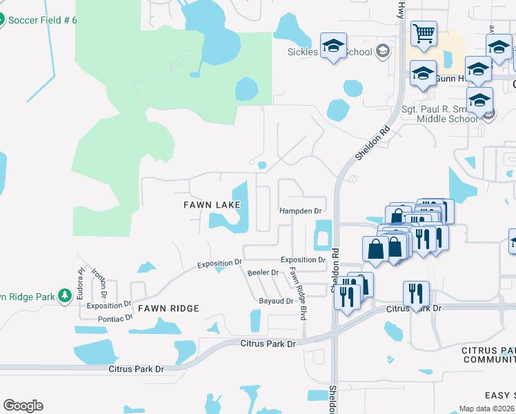 map of restaurants, bars, coffee shops, grocery stores, and more near 13427 White Elk Loop in Tampa