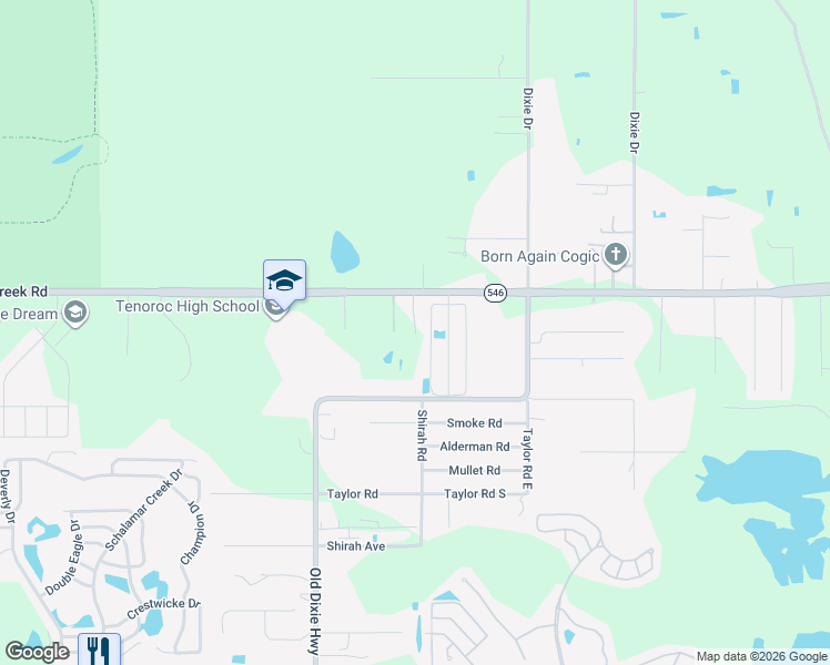map of restaurants, bars, coffee shops, grocery stores, and more near 5047 Saddle Creek Road in Auburndale