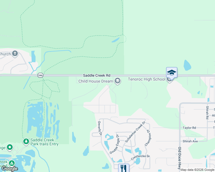 map of restaurants, bars, coffee shops, grocery stores, and more near 4241 Saddle Creek Road in Lakeland