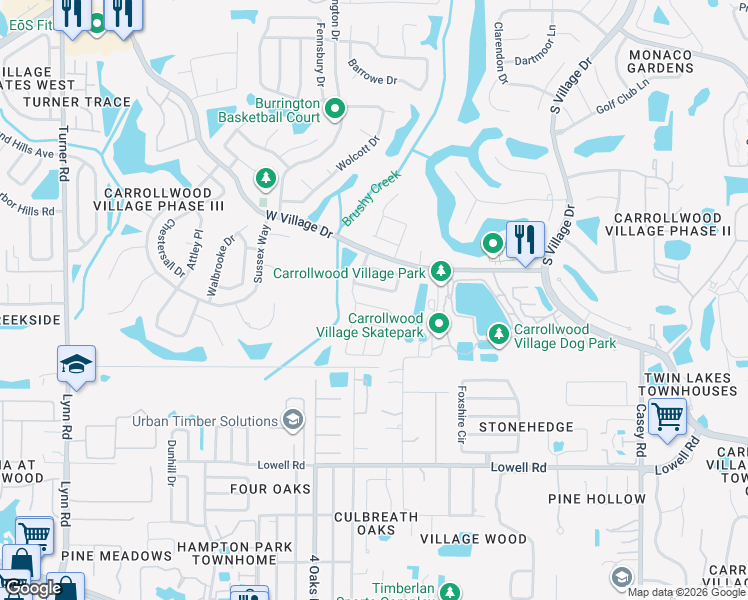map of restaurants, bars, coffee shops, grocery stores, and more near 5036 Paloma Drive in Tampa