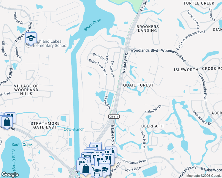 map of restaurants, bars, coffee shops, grocery stores, and more near 1646 Stable Trail in Palm Harbor