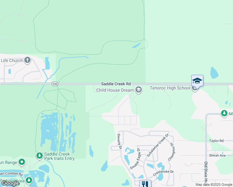 map of restaurants, bars, coffee shops, grocery stores, and more near 4241 Saddle Creek Road in Lakeland