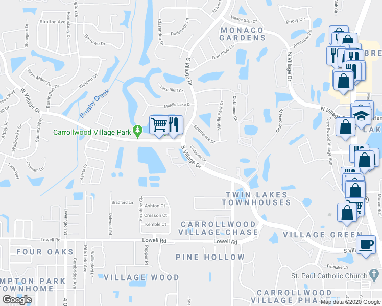 map of restaurants, bars, coffee shops, grocery stores, and more near 13618 Clubside Drive in Tampa