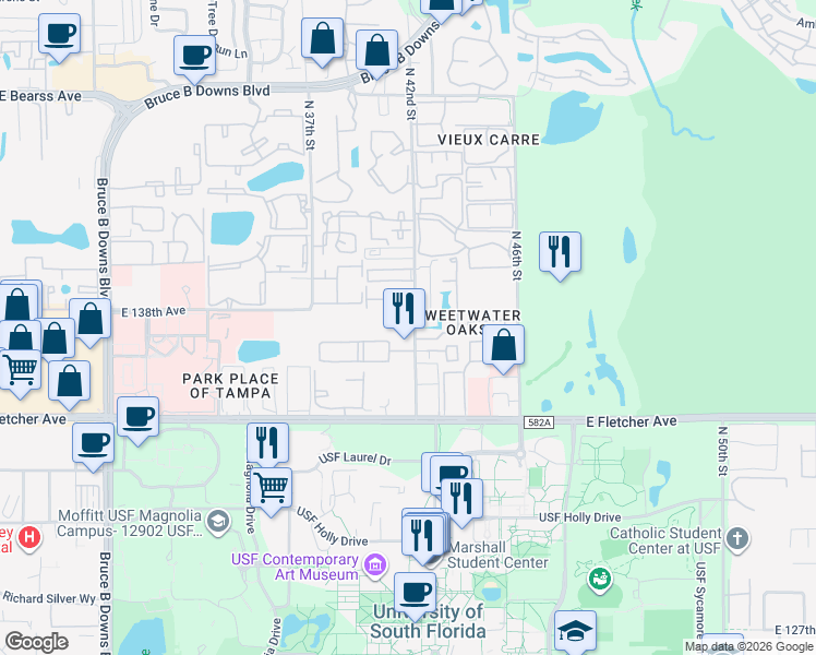 map of restaurants, bars, coffee shops, grocery stores, and more near 40 North 42nd Street in Tampa