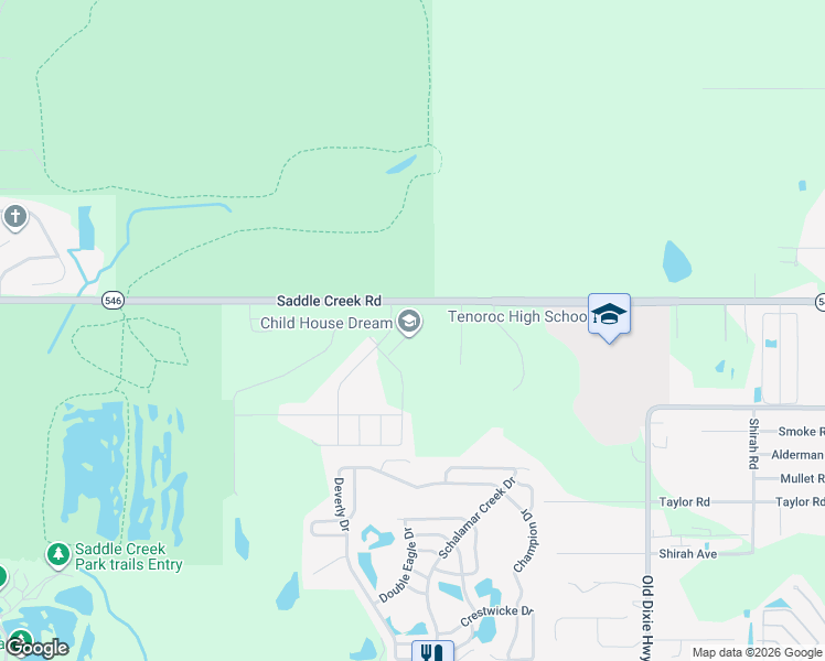 map of restaurants, bars, coffee shops, grocery stores, and more near 4596 Saddle Creek Road in Lakeland