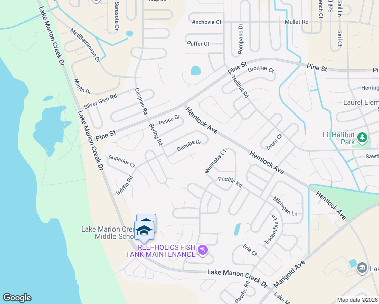 map of restaurants, bars, coffee shops, grocery stores, and more near 419 Danube Way in Poinciana