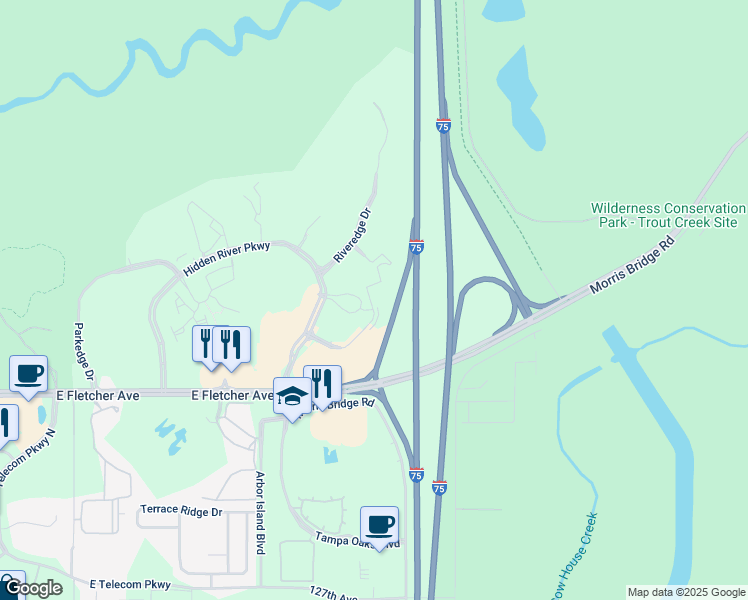 map of restaurants, bars, coffee shops, grocery stores, and more near 8800 Grand Oak Circle in Tampa