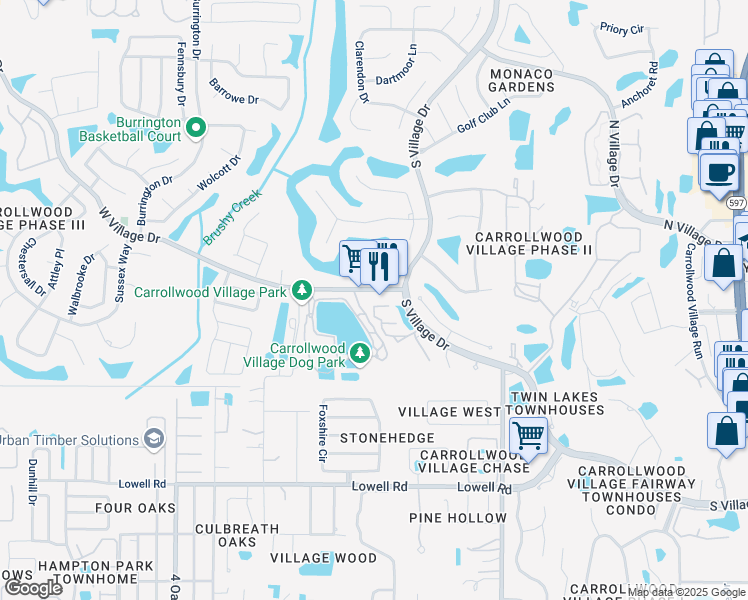 map of restaurants, bars, coffee shops, grocery stores, and more near 4546 West Village Drive in Tampa
