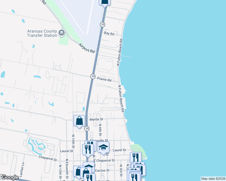 map of restaurants, bars, coffee shops, grocery stores, and more near 59 Begonia Circle in Rockport
