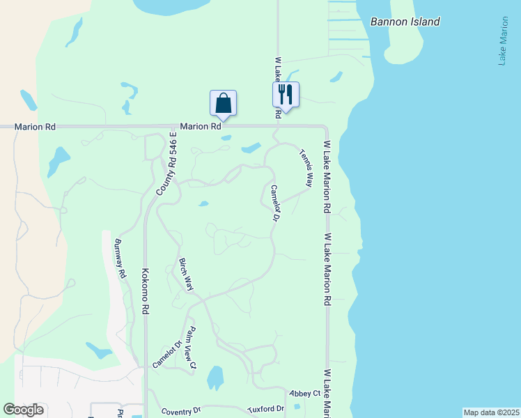 map of restaurants, bars, coffee shops, grocery stores, and more near 3192 Olde Camelot Circle in Haines City