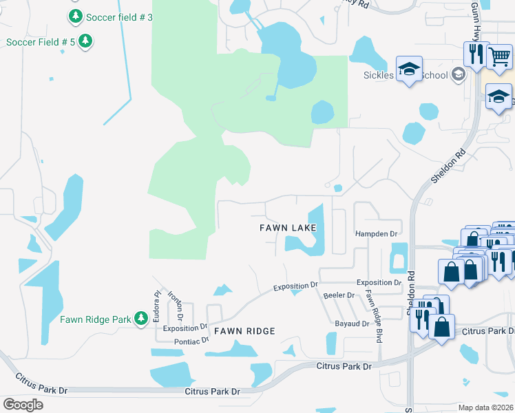 map of restaurants, bars, coffee shops, grocery stores, and more near 13461 Staghorn Road in Tampa