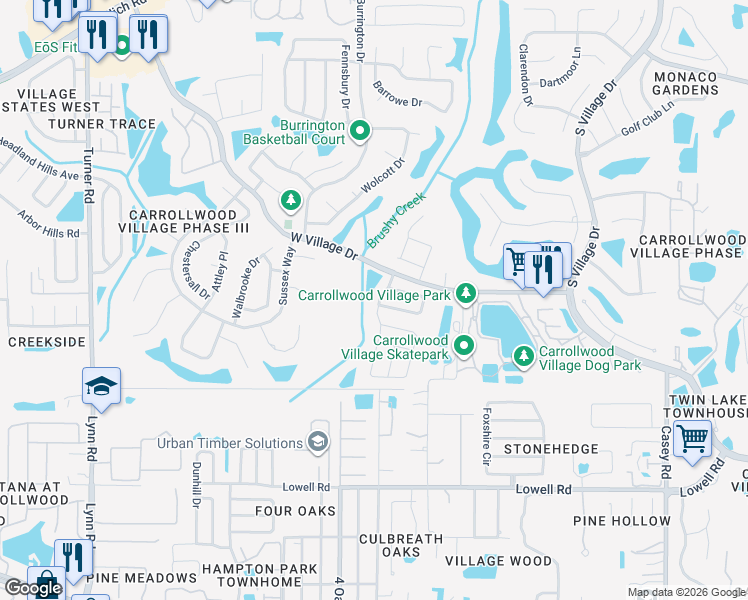 map of restaurants, bars, coffee shops, grocery stores, and more near 13608 Avista Drive in Tampa
