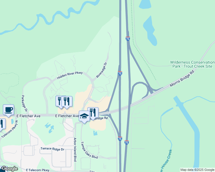 map of restaurants, bars, coffee shops, grocery stores, and more near 8800 Grand Oak Circle in Tampa