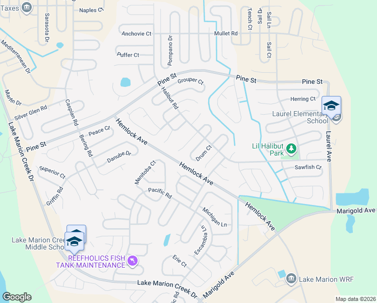 map of restaurants, bars, coffee shops, grocery stores, and more near 315 Drum Court in Kissimmee
