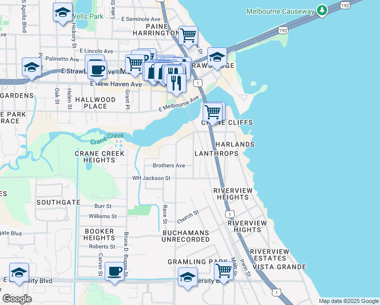 map of restaurants, bars, coffee shops, grocery stores, and more near 2308 Stone Street in Melbourne