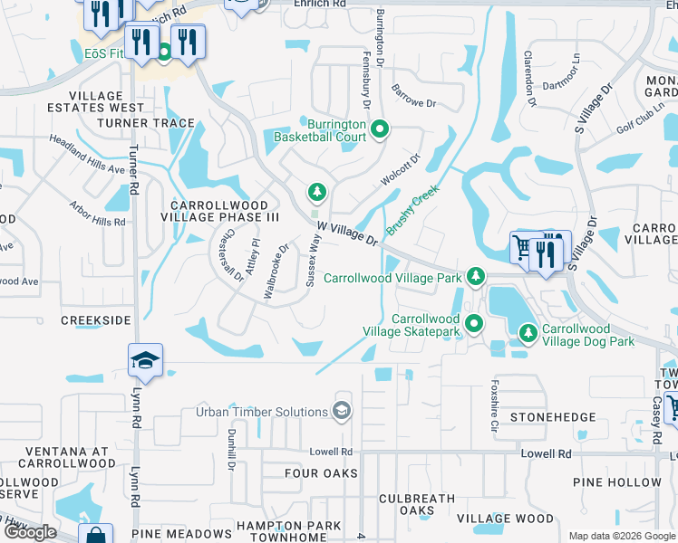 map of restaurants, bars, coffee shops, grocery stores, and more near 5001 Addison Court in Tampa