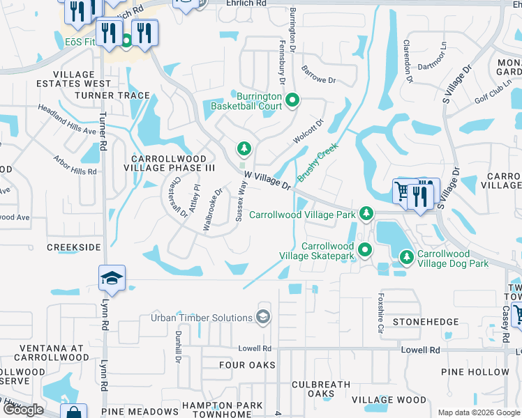 map of restaurants, bars, coffee shops, grocery stores, and more near 5001 Addison Court in Tampa