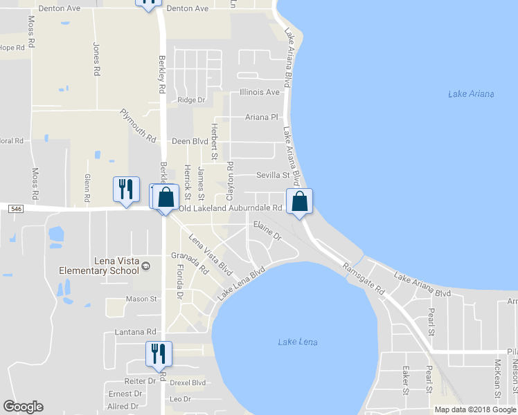 map of restaurants, bars, coffee shops, grocery stores, and more near 140 Dixie Highway in Auburndale