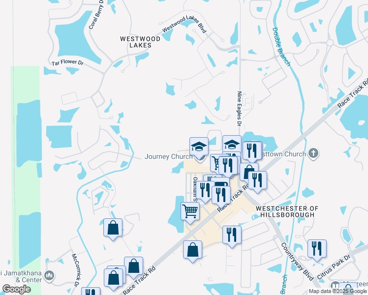 map of restaurants, bars, coffee shops, grocery stores, and more near 14227 Waterville Circle in Tampa