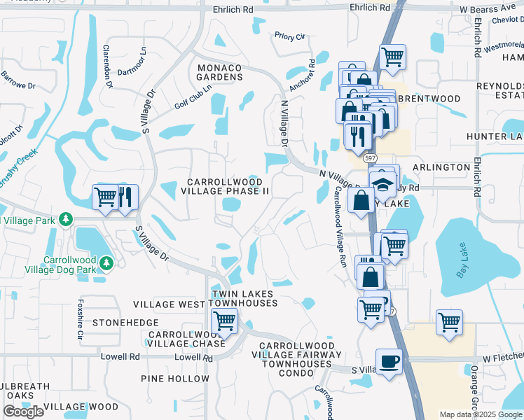 map of restaurants, bars, coffee shops, grocery stores, and more near 13926 Clubhouse Drive in Tampa