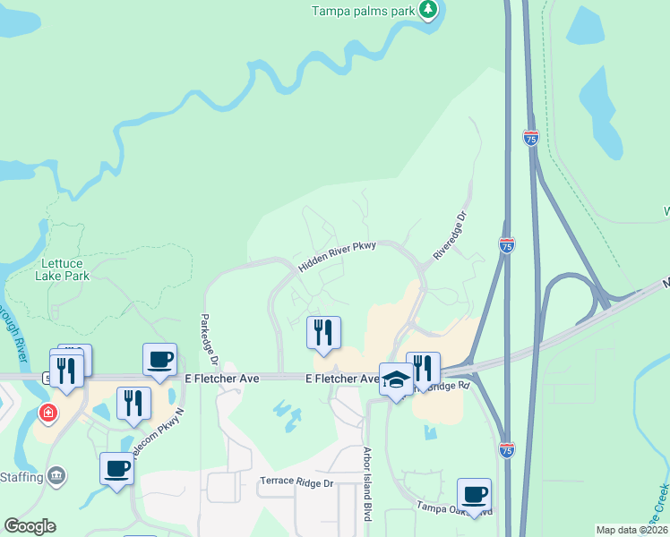 map of restaurants, bars, coffee shops, grocery stores, and more near 8448 Pine River Road in Tampa
